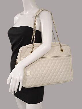 Saks Fifth Avenue Vintage 80's Quilted Shoulder Bag With Chain Straps & Tassel